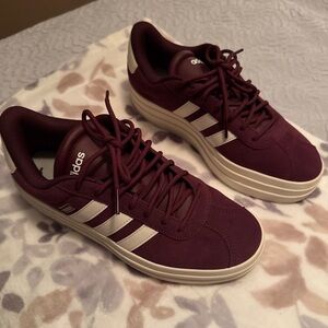 Adidas VL Court Bold Platform Sneakers Burgundy. Only work twice.